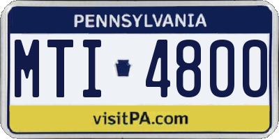 PA license plate MTI4800