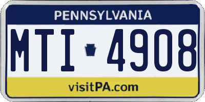 PA license plate MTI4908