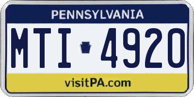PA license plate MTI4920