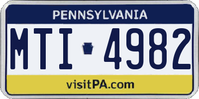 PA license plate MTI4982