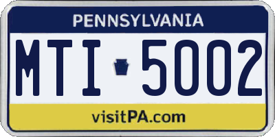 PA license plate MTI5002