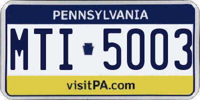 PA license plate MTI5003