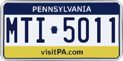 PA license plate MTI5011