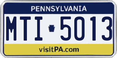 PA license plate MTI5013