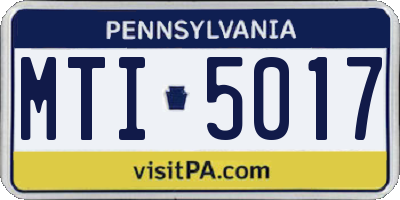 PA license plate MTI5017
