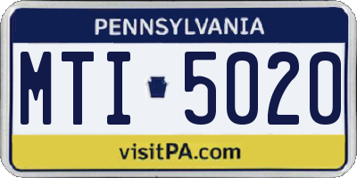 PA license plate MTI5020