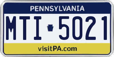 PA license plate MTI5021