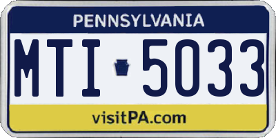 PA license plate MTI5033