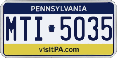 PA license plate MTI5035