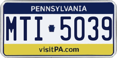 PA license plate MTI5039