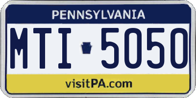 PA license plate MTI5050