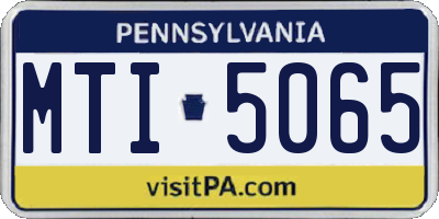 PA license plate MTI5065
