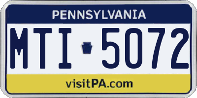 PA license plate MTI5072
