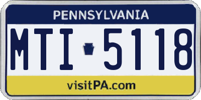 PA license plate MTI5118