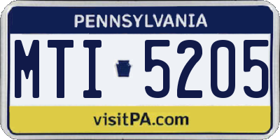 PA license plate MTI5205