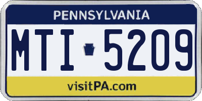 PA license plate MTI5209