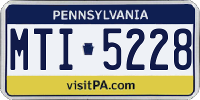 PA license plate MTI5228