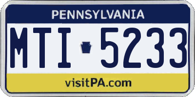 PA license plate MTI5233