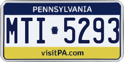 PA license plate MTI5293