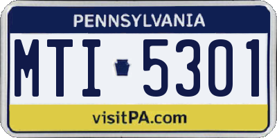 PA license plate MTI5301