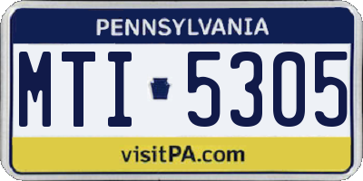 PA license plate MTI5305