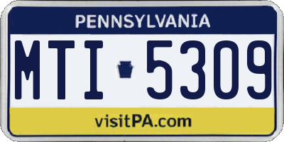 PA license plate MTI5309