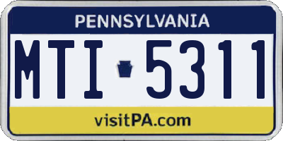 PA license plate MTI5311