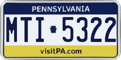 PA license plate MTI5322