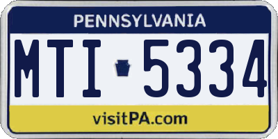 PA license plate MTI5334