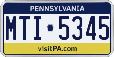 PA license plate MTI5345