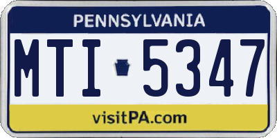PA license plate MTI5347