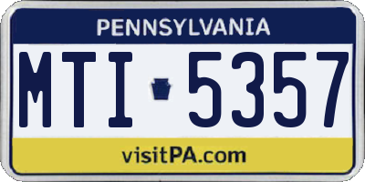 PA license plate MTI5357