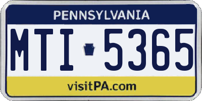 PA license plate MTI5365