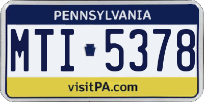 PA license plate MTI5378