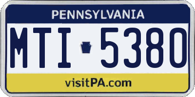 PA license plate MTI5380
