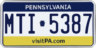 PA license plate MTI5387