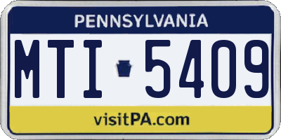 PA license plate MTI5409