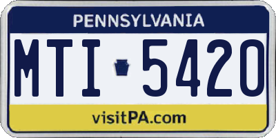 PA license plate MTI5420
