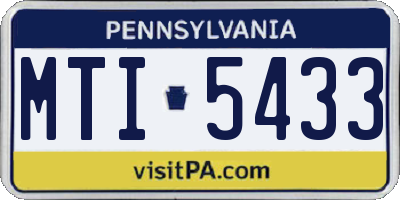 PA license plate MTI5433