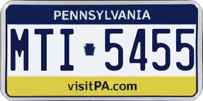 PA license plate MTI5455