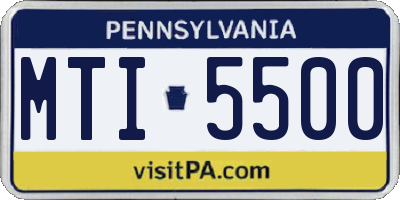 PA license plate MTI5500