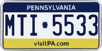 PA license plate MTI5533