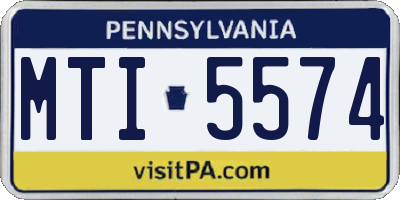 PA license plate MTI5574
