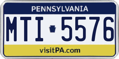 PA license plate MTI5576