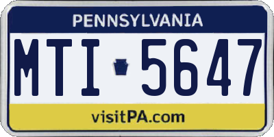 PA license plate MTI5647