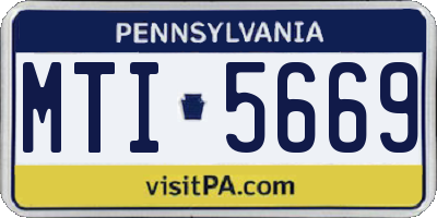PA license plate MTI5669