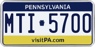 PA license plate MTI5700