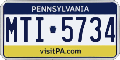 PA license plate MTI5734