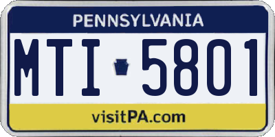 PA license plate MTI5801