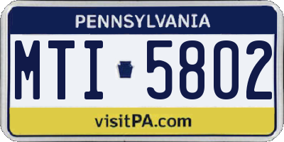 PA license plate MTI5802